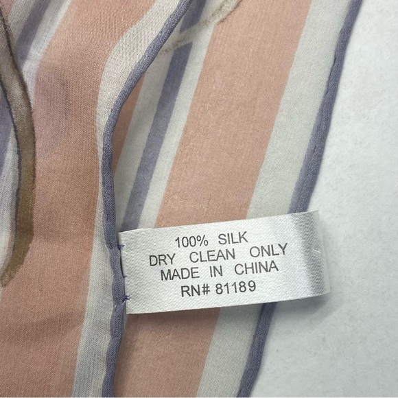 SILK SCARF FORAL BUTTERFLIES GRAY PINK BROWN PURPLE ELEGANT MONEY LUXURIOUS - Picture 2 of 11